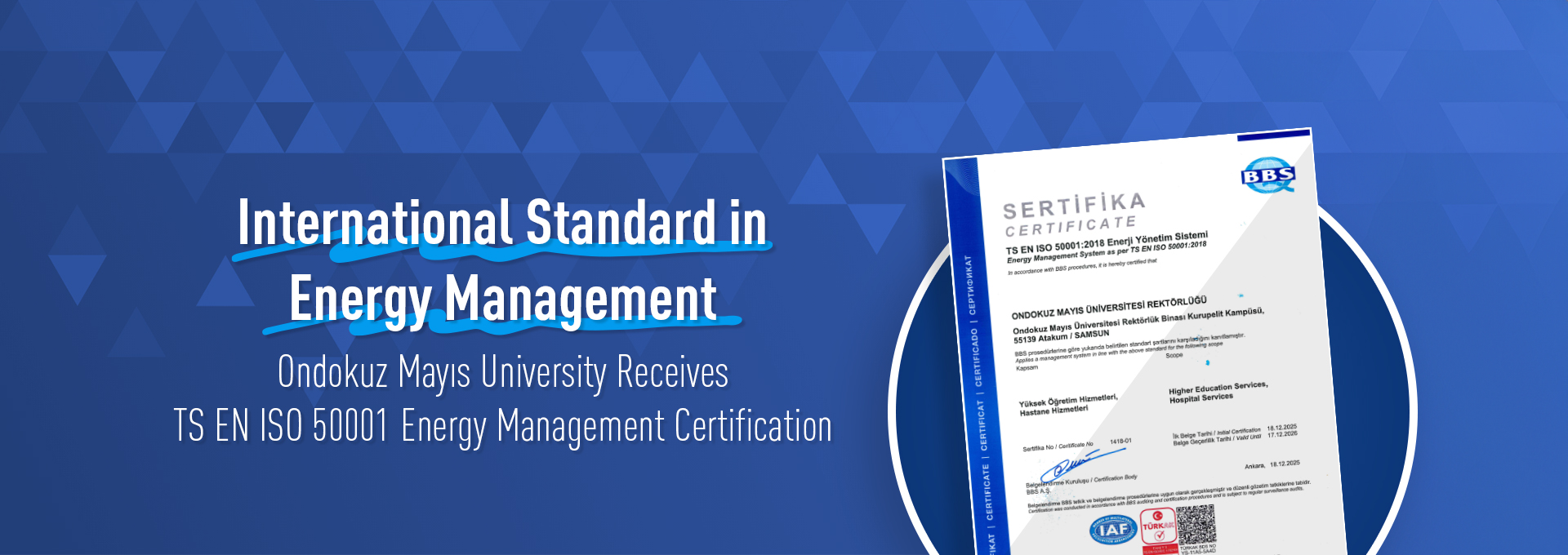 OMU documents its sustainability vision with ISO 50001 Energy Management Systems Certification