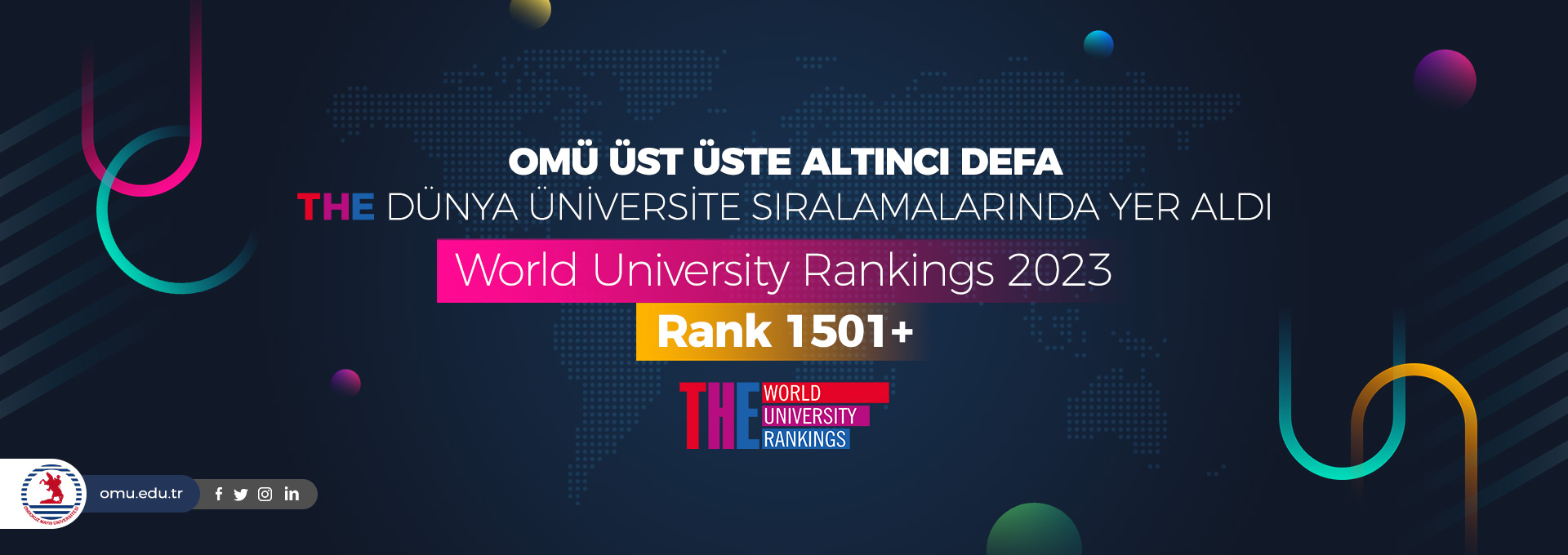 OMÜ Üst Üste Altıncı Defa THE Dünya Üniversite Sıralamalarında Yer Aldı