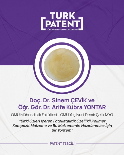 Bitki Özleri İçeren Fotokatalitik Özellikli Polimer Kompozit Malzeme Patenti Tescillendi
