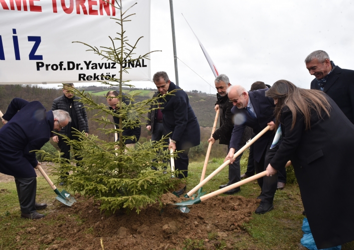 OMÜ'de 20 Bin Metrekarelik Alanda Bin 200 Fidan Toprakla Buluşturuldu