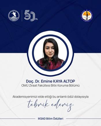 OMÜ’lü akademisyen Uluslararası IKSAD Bilim Ödülü’ne layık görüldü