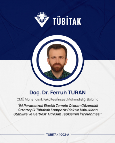 Doç. Dr. Ferruh Turan, TÜBİTAK 1002-A Hızlı Destek Programı'ndan Destek Almaya Hak Kazandı