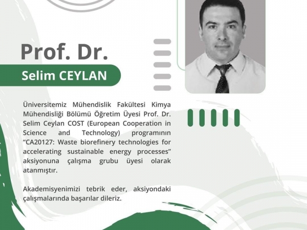 Prof. Dr. Selim Ceylan, COST Programı’na Çalışma Grubu Üyesi Olarak Atandı